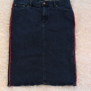 Ralph Lauren denim skirt with red piping. Size 10